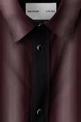 Chemise Regular Fit en coton pima - Bordeaux/rayé — photo 5