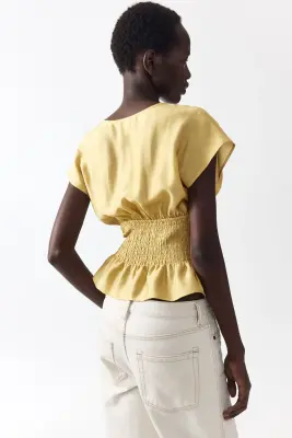 Top smocké - Jaune ancien — photo 3