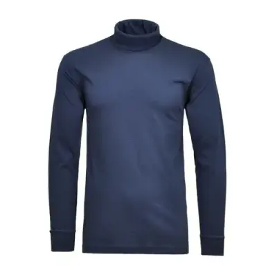 RAGMAN COL ROULE GRANDE LONGUEUR COTON Bleu foncé — photo 1