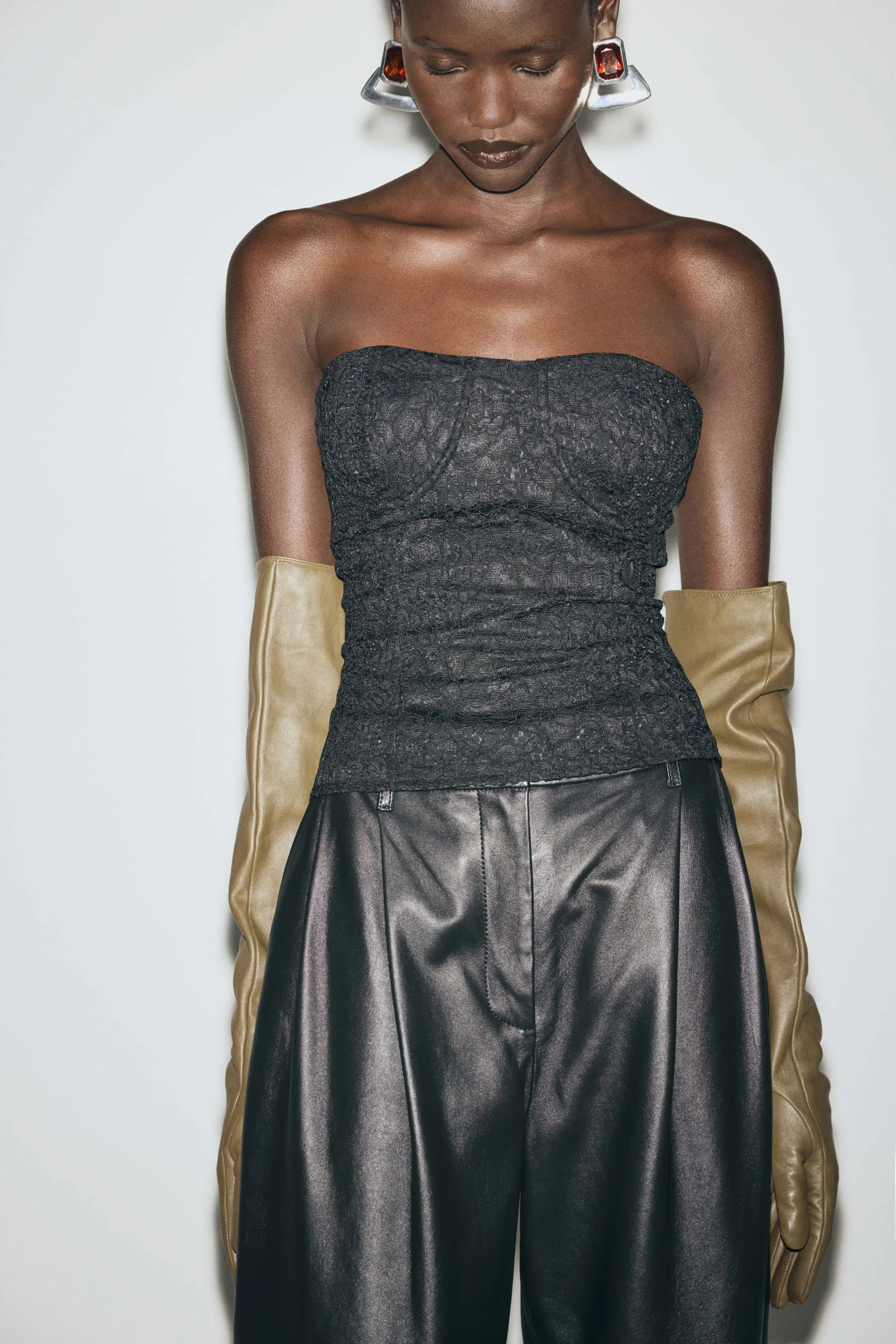 Top bustier en dentelle - Noir