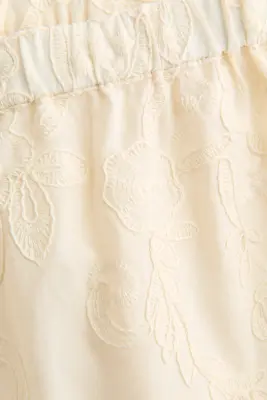 Pantalon en coton avec broderies - Beige clair — photo 4