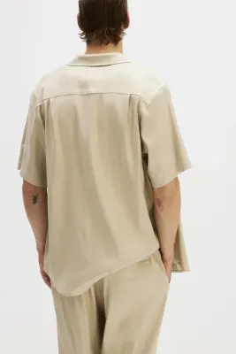 Pantalon Easy-care Loose Fit en lin mélangé - Beige — photo 2