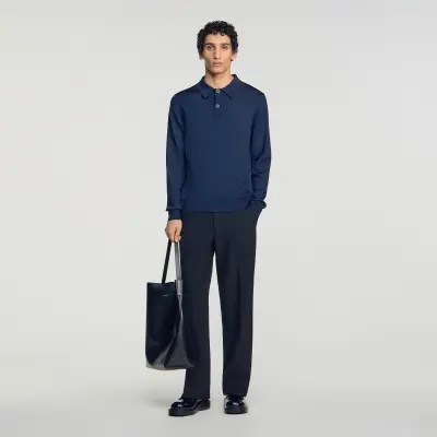 Polo en maille à manches longues