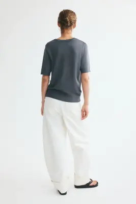 Top en maille fine - Gris foncé — photo 3
