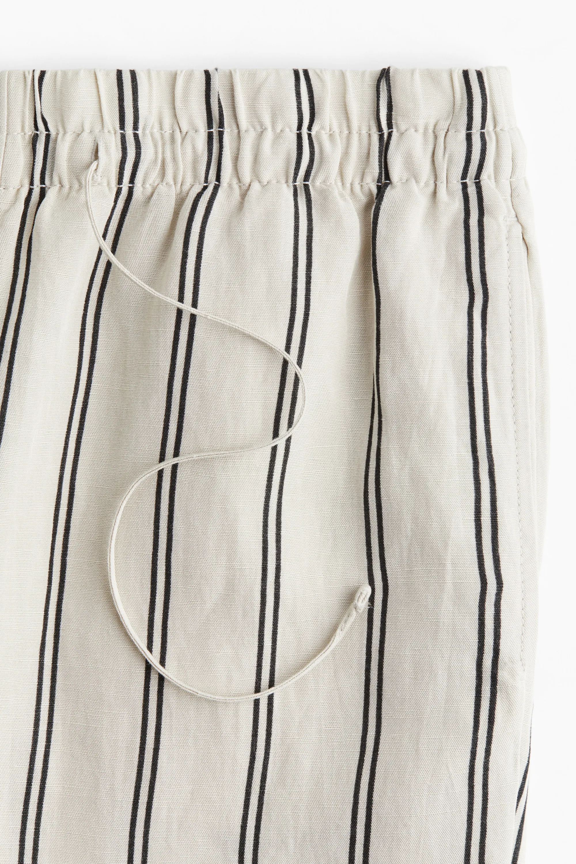 Pantalon en lin mélangé - Beige clair/rayé