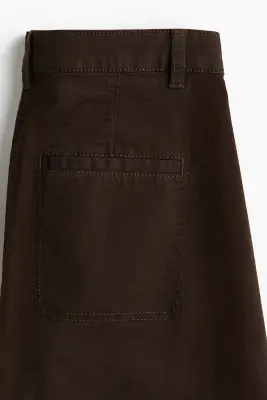 Pantalon barrel en coton - Marron foncé — photo 4