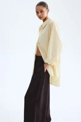 Pantalon en twill avec jambes ballon - Marron foncé — photo 1