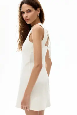 Robe en twill avec dos ouvert - Crème — photo 2