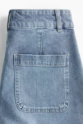 Short taille haute en denim - Bleu denim clair — photo 4