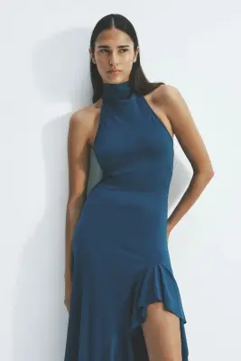 Robe dos nu volantée - Turquoise foncé — photo 1
