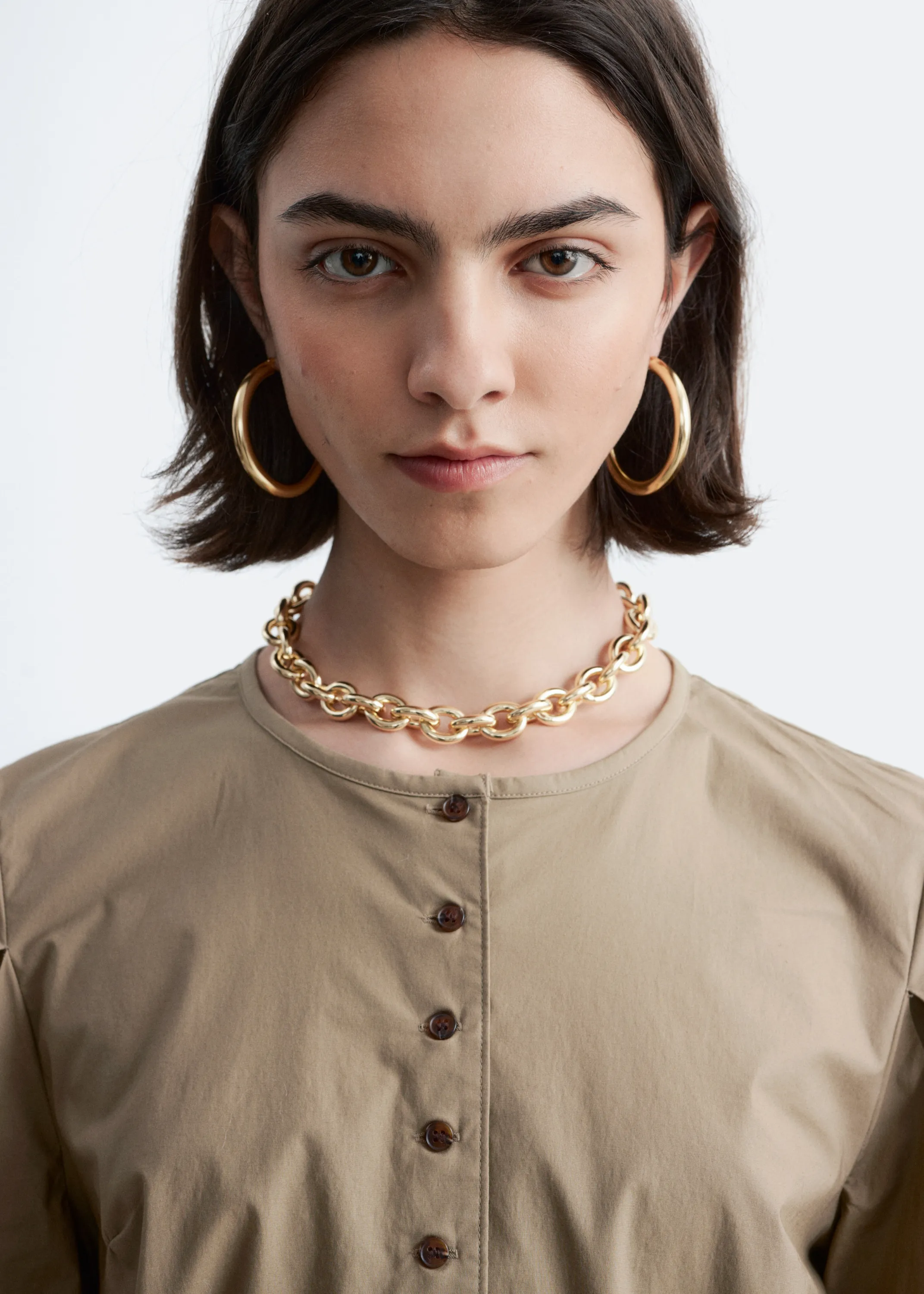 Blouse à manches bouffantes - Beige foncé