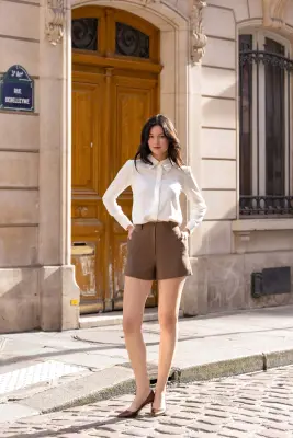 Lennon Shorts - Brown houndstooth — photo 5