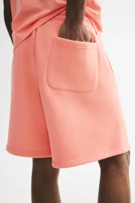 Short Relaxed Fit en molleton - Rose corail — photo 2