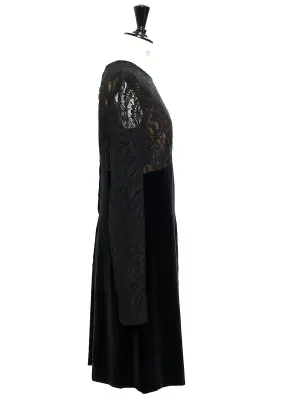 Robe manches longues en dentelle et velours noir Taille 36/38 — photo 5