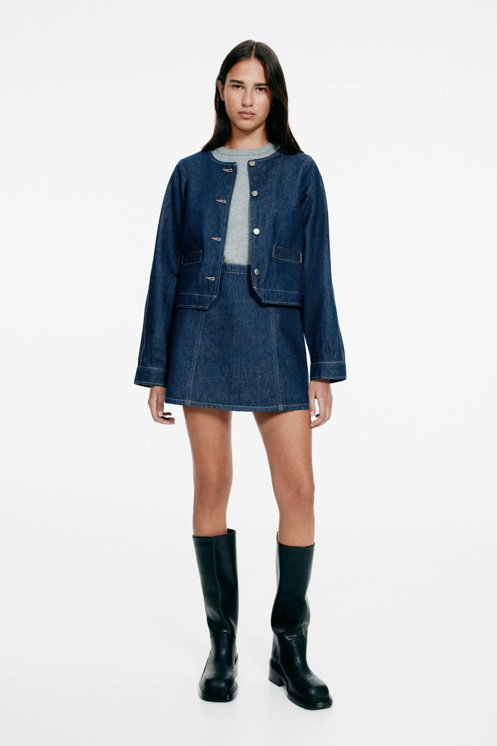 Minijupe trapèze - Bleu denim foncé