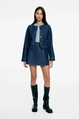 Minijupe trapèze - Bleu denim foncé — photo 1