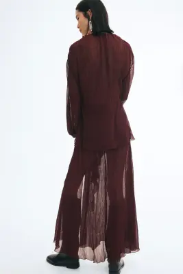 Robe avec détail torsadé - Bordeaux — photo 2