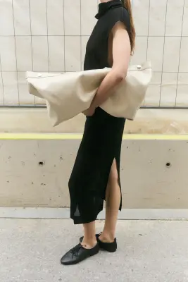 Jupe midi froissée - Noir — photo 3