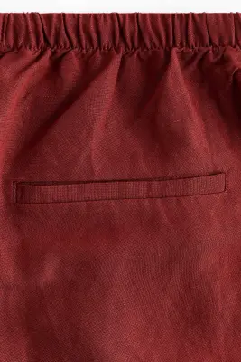 MAMA Pantalon à cordon en lin mélangé - Rouge foncé — photo 4