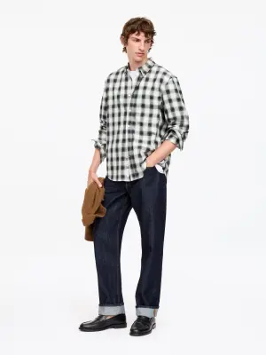 Chemise classique en sergé - Blanc cassé/Carreaux — photo 2