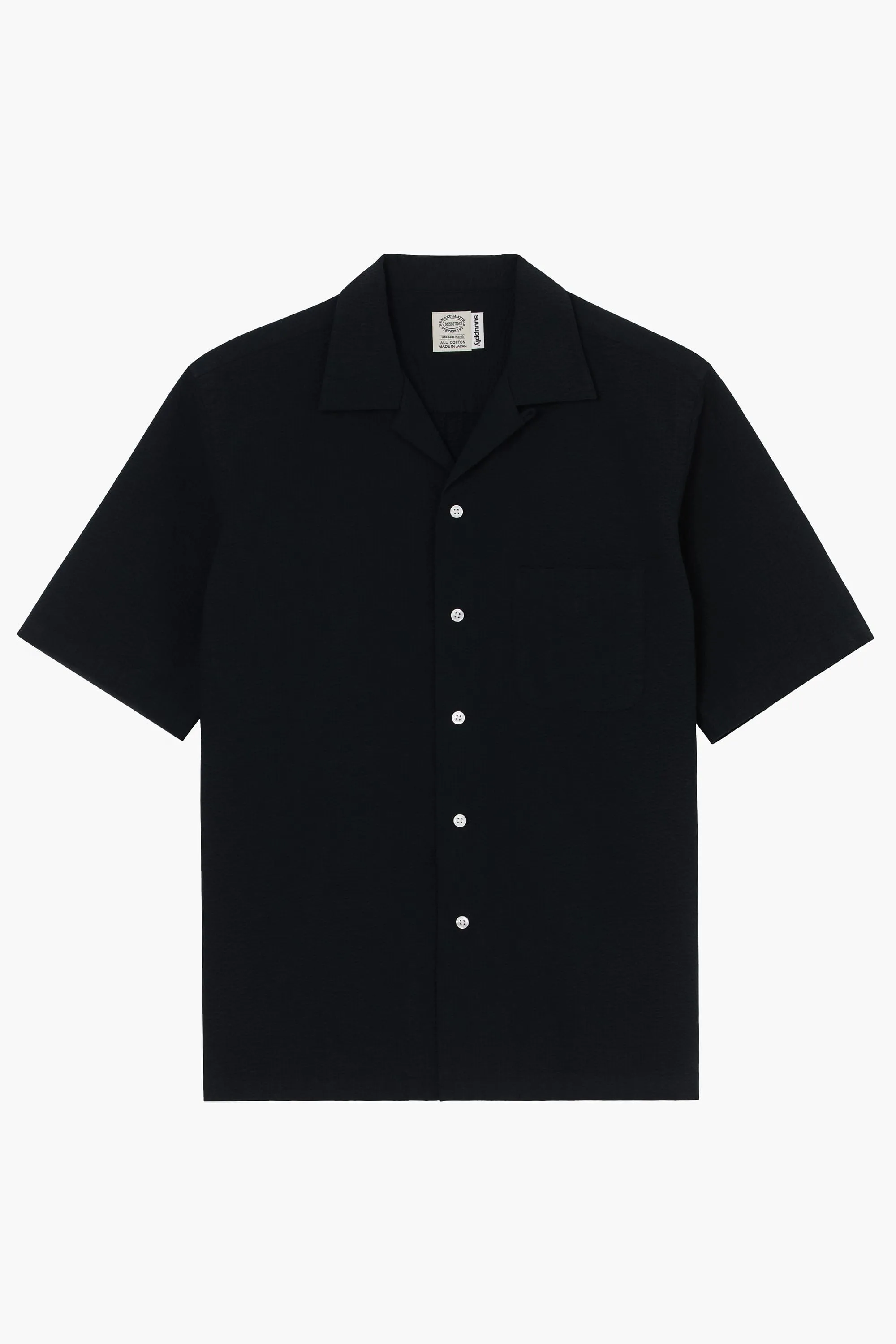 Chemise manches courtes 'The Seersucker Bowling Shirt' - Seersucker Noir