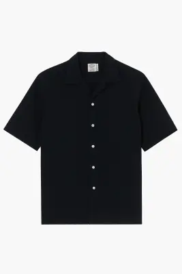 Chemise manches courtes 'The Seersucker Bowling Shirt' - Seersucker Noir — photo 1