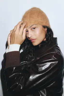 Bonnet en mohair mélangé - Beige foncé — photo 3