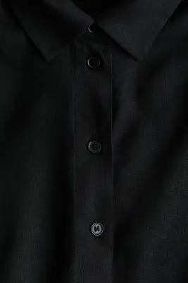 Chemise oversize en lin mélangé - Noir — photo 3