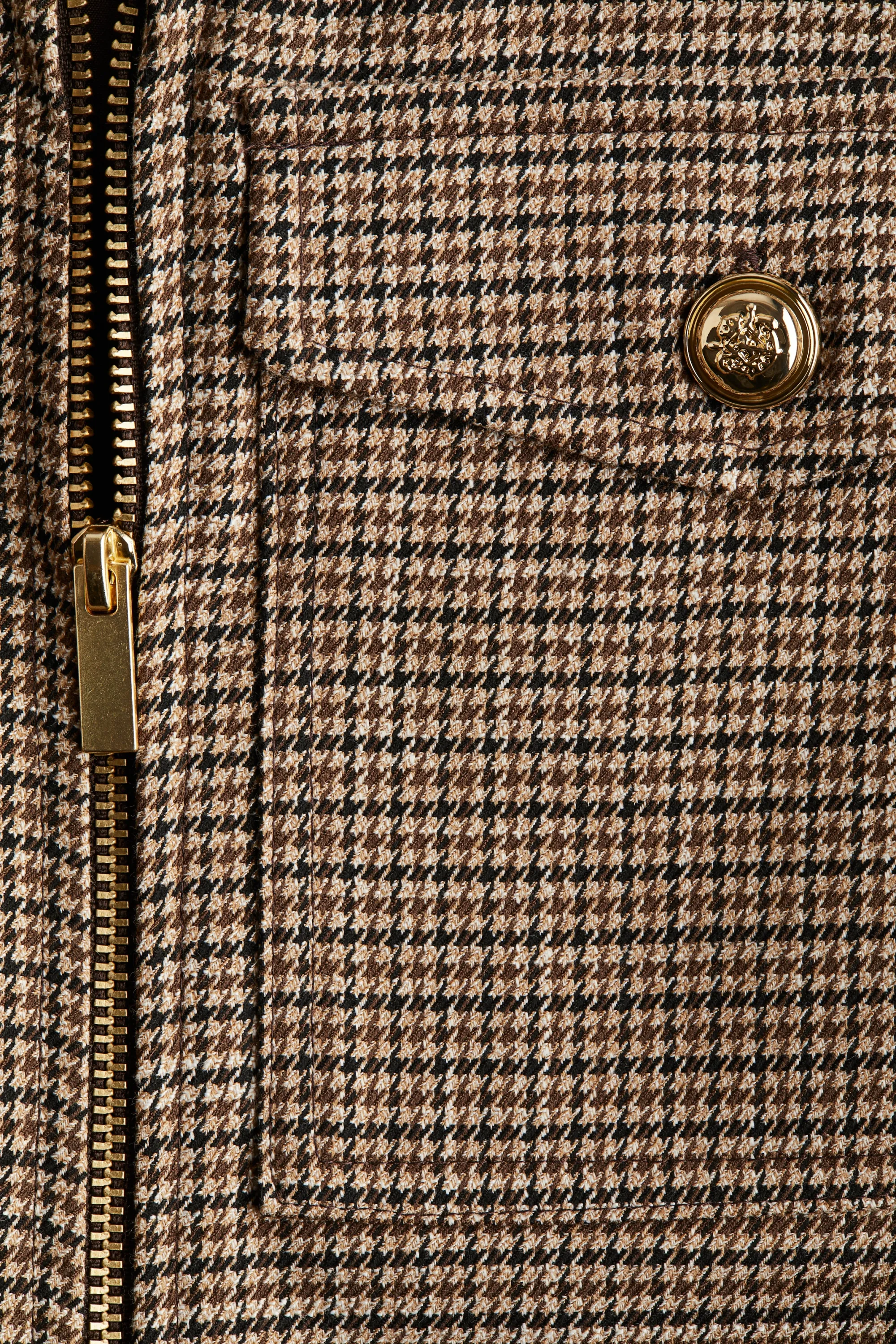 Robe droite zippée devant - Marron foncé/carreaux