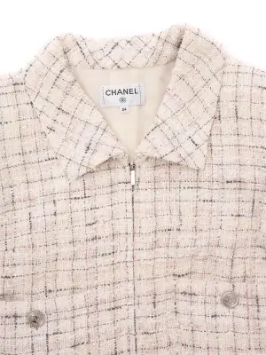 Combi-short en tweed à carreaux rose beige et gris Prix boutique 4500€ Taille XS — photo 2