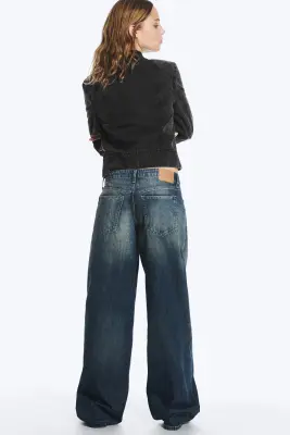 Jean jambe large taille basse Ample - Baltic Blue - Bleu foncé — photo 3