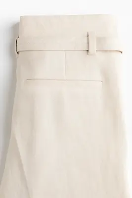 Pantalon large avec ceinture - Crème — photo 3