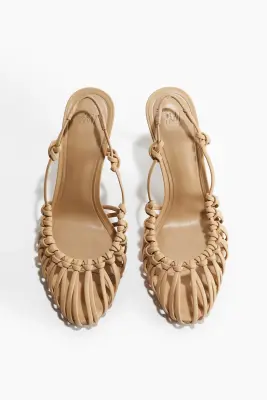 Escarpins noués avec bride arrière et talon - Beige — photo 1