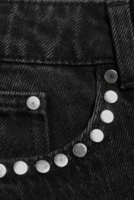 JEAN IMOO STUD LOOSE DROIT À TAILLE BASSE - Noir délavé — photo 5