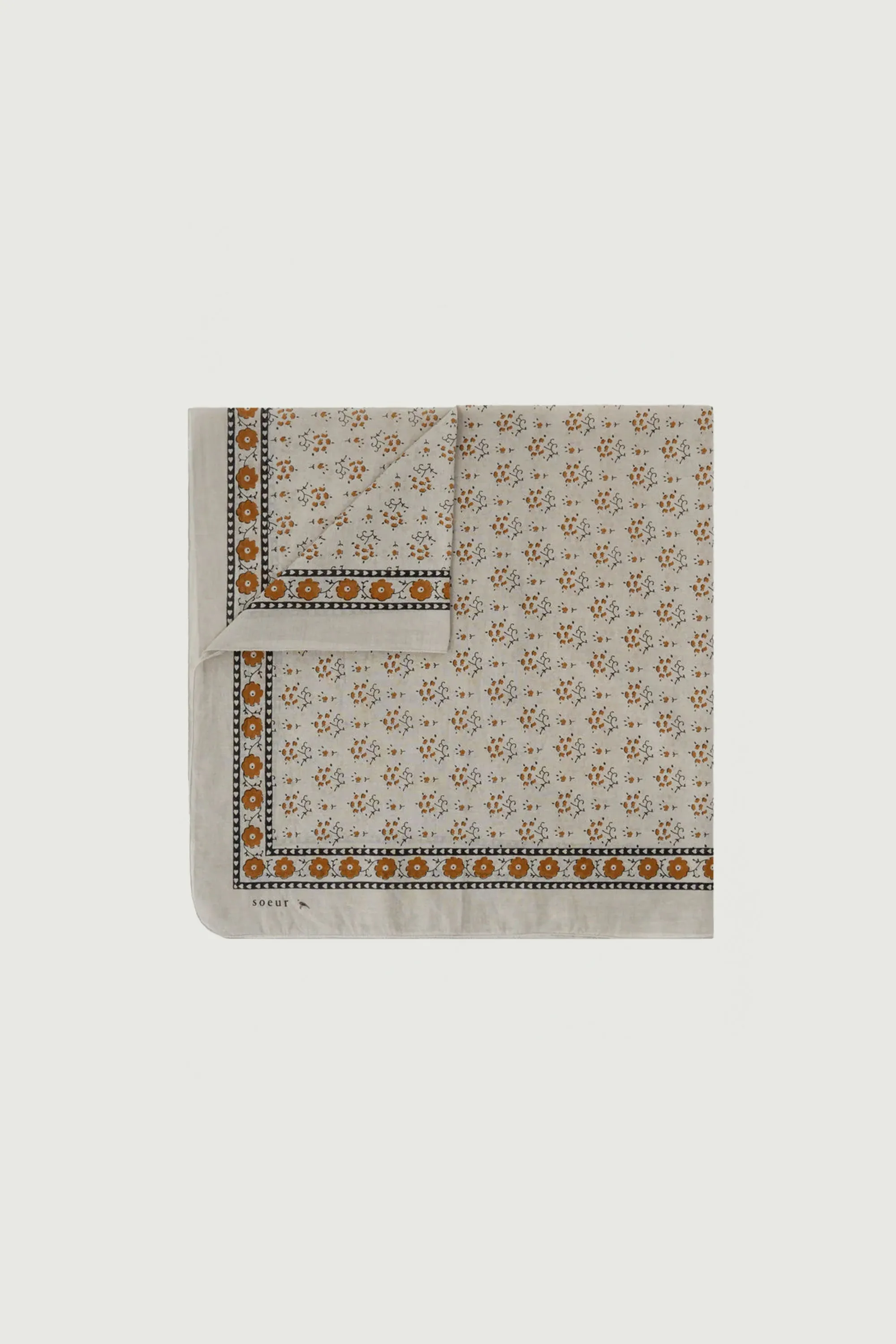 FOULARD CLASSIQUE COTON MARRON/GRIS