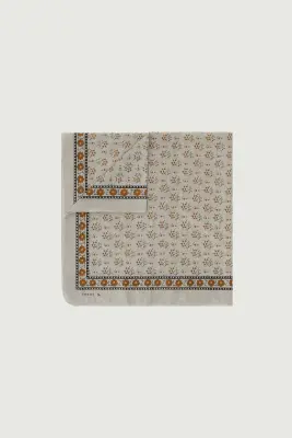 FOULARD CLASSIQUE COTON MARRON/GRIS — photo 1