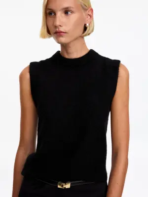 Gilet en mélange de laine et d'alpaga - Noir — photo 3