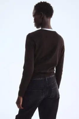 Gilet en maille fine - Marron foncé — photo 3