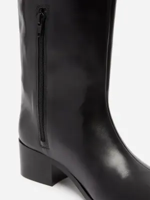 Bottes en cuir jusqu'au genou - Noir — photo 4