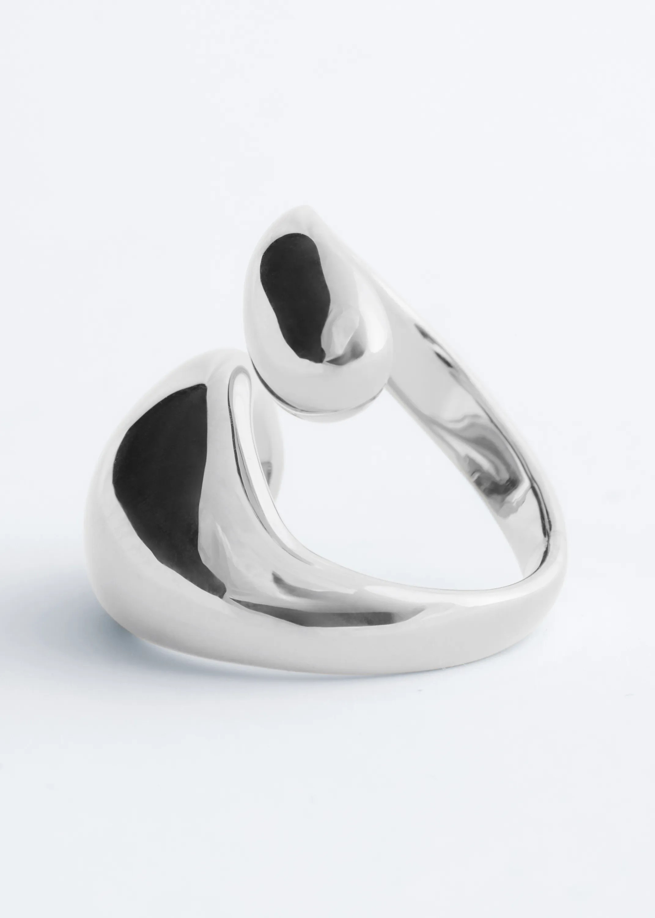 Bague sculpturale à effet torsadé double - Argenté
