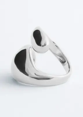 Bague sculpturale à effet torsadé double - Argenté — photo 1
