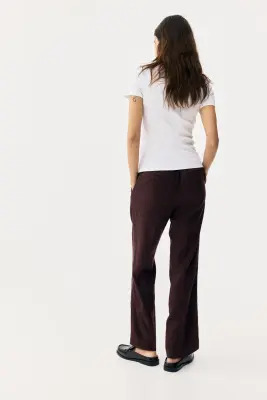 MAMA Pantalon chic en lin mélangé - Marron foncé — photo 2