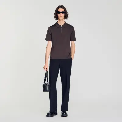 Polo zippé en maille