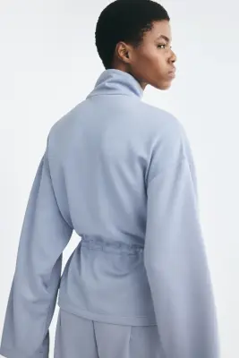 Sweat zippé avec cordon de serrage - Bleu — photo 4