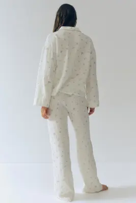 Pyjama en mousseline de coton - Crème/fleuri — photo 3