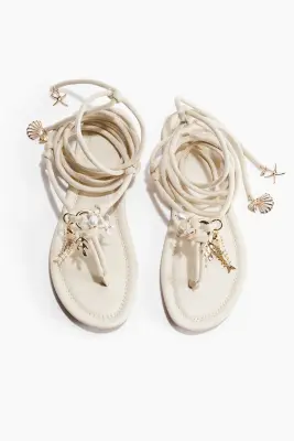 Sandales à brides fines - Crème — photo 2