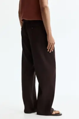 Pantalon chic Relaxed Fit en lin mélangé - Marron foncé — photo 2