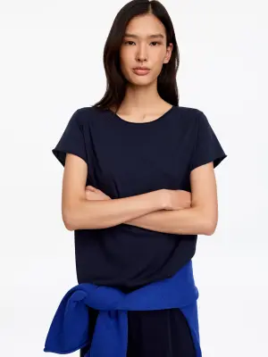 T-shirt à bords roulottés - Bleu marine — photo 3