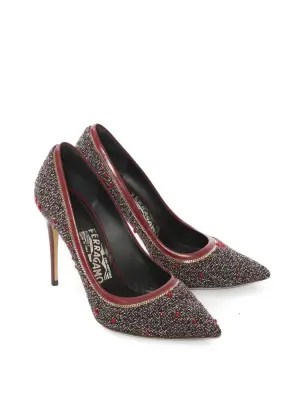 Escarpins stiletto bout pointu en tweed bordeaux et bleue Prix boutique 695€ Taille 36 — photo 3