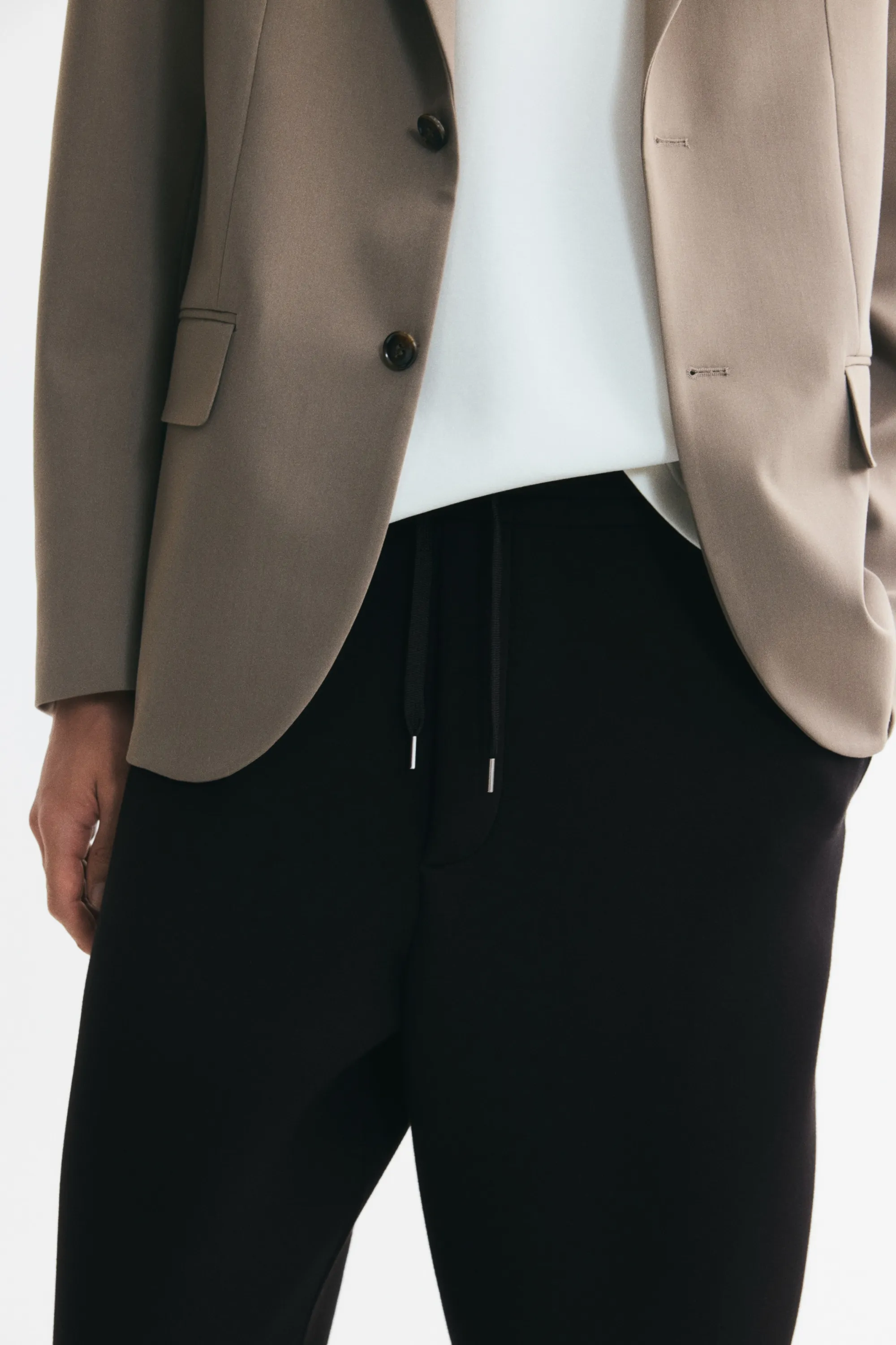 Pantalon jogger barrel Relaxed Fit en scuba - Noir